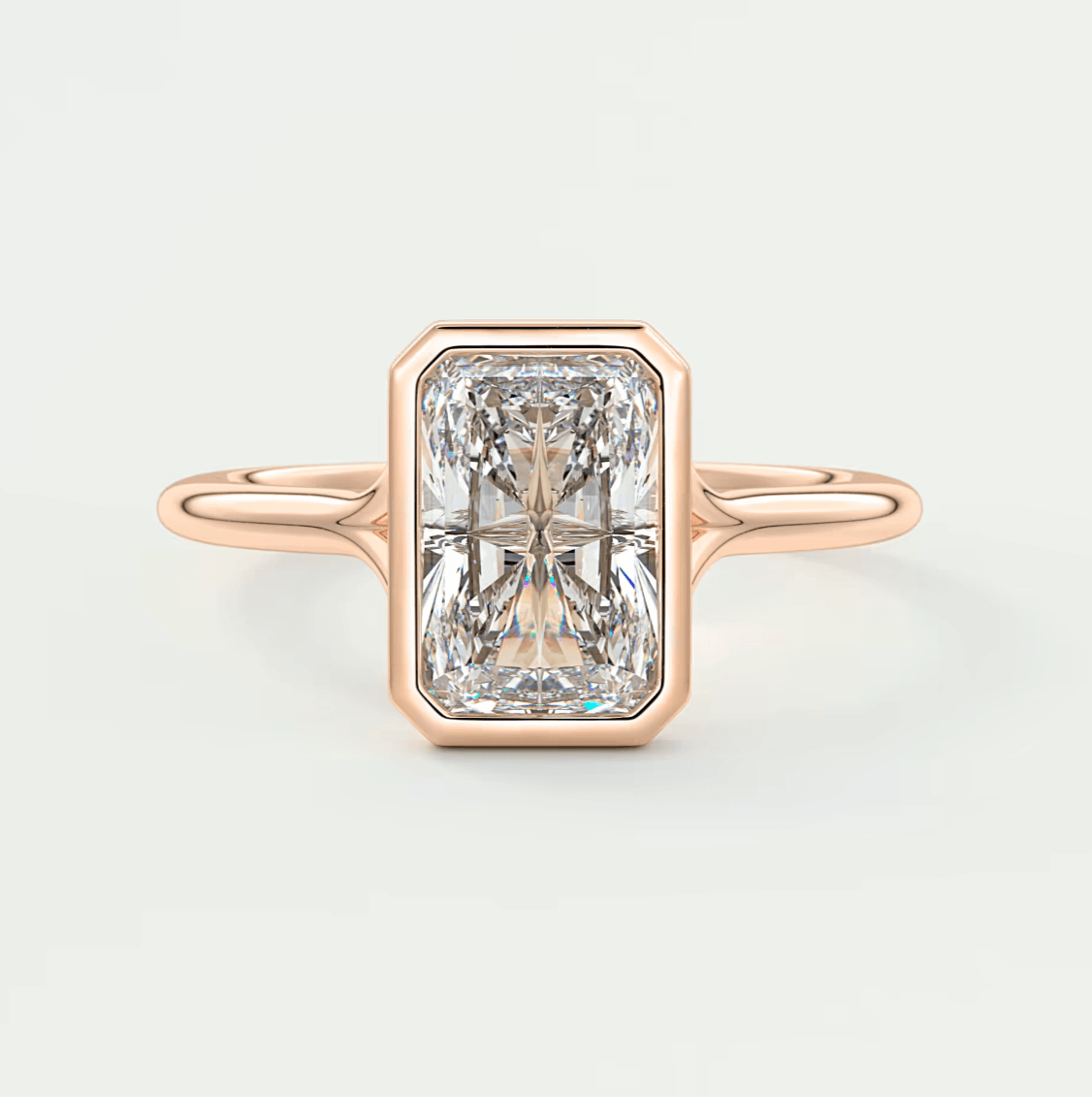 Aeris Radiant Bezel Engagement Ring – Lab Diamond or Moissanite