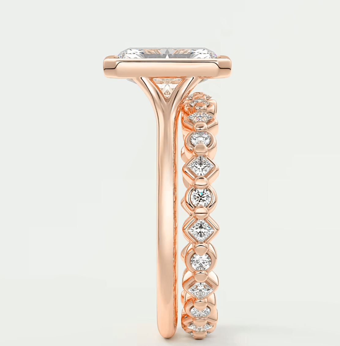 Aeris Radiant Bezel Engagement Ring – Lab Diamond or Moissanite