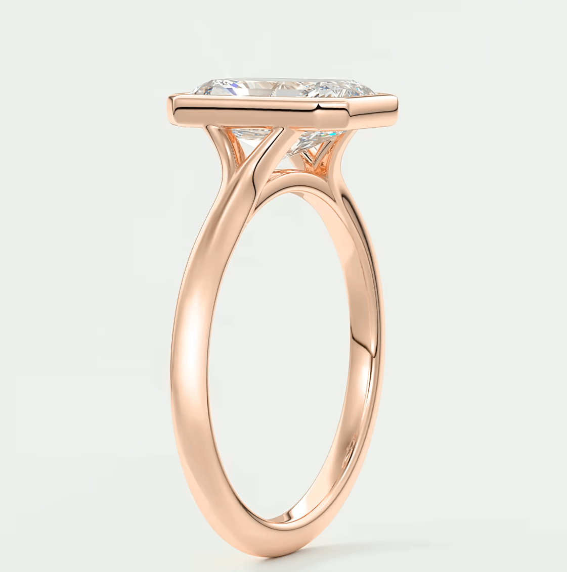 Aeris Radiant Bezel Engagement Ring – Lab Diamond or Moissanite