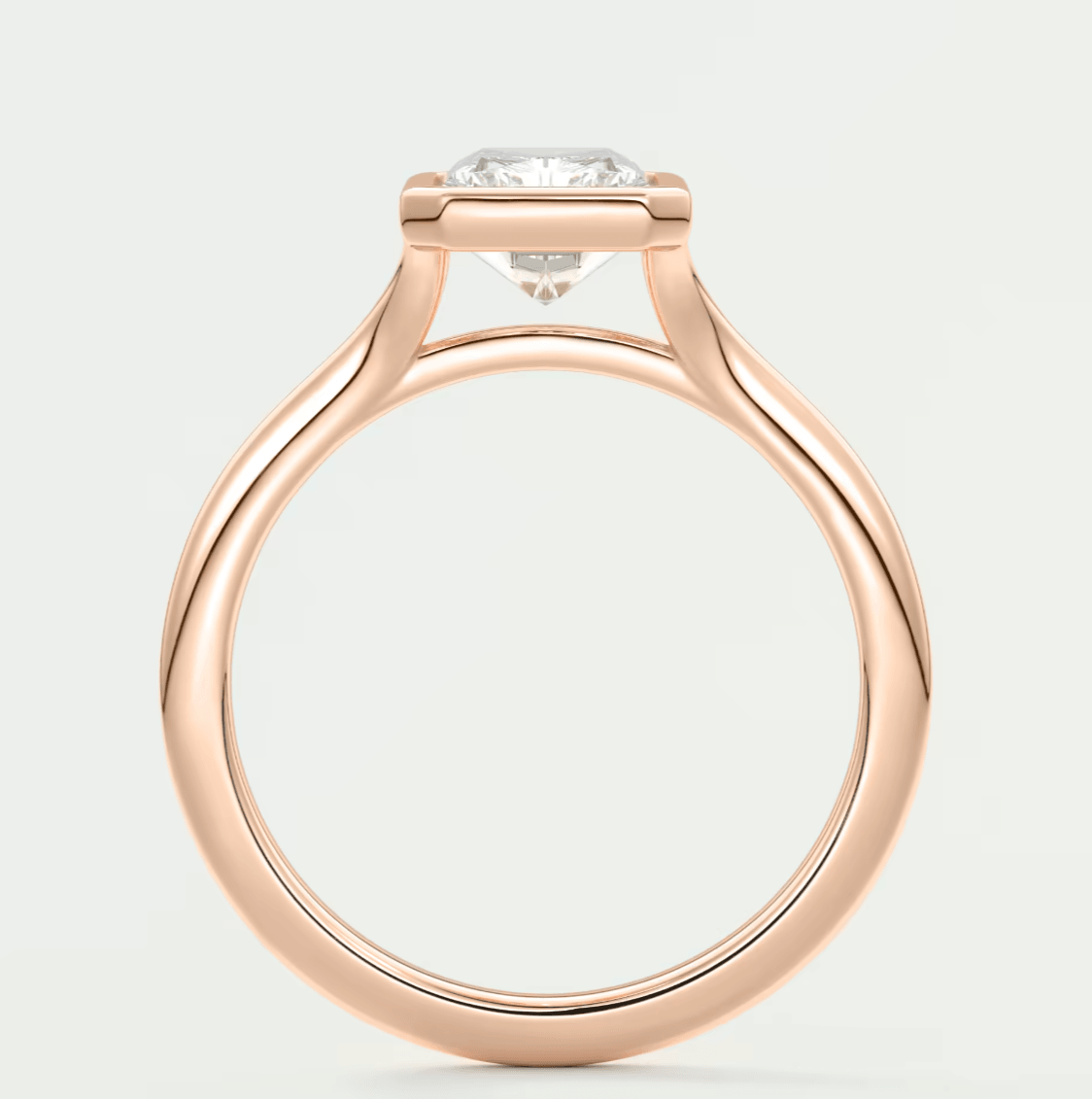 Aeris Radiant Bezel Engagement Ring – Lab Diamond or Moissanite