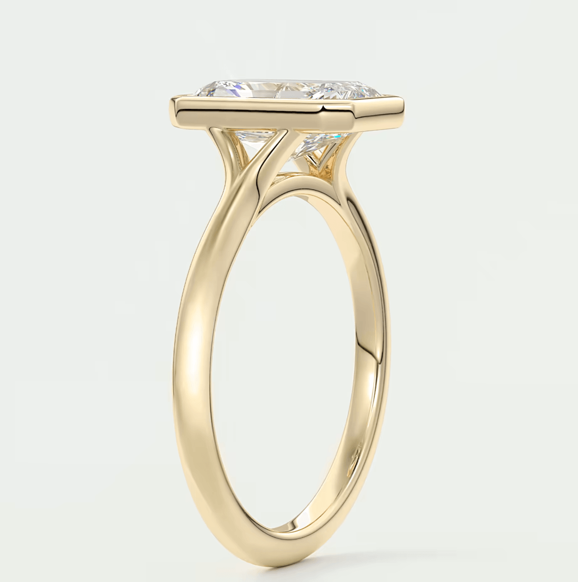 Aeris Radiant Bezel Engagement Ring – Lab Diamond or Moissanite