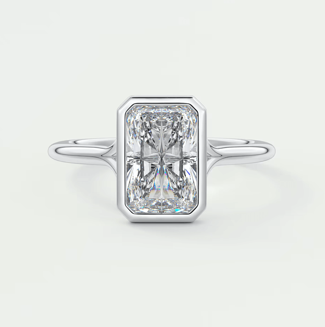 Aeris Radiant Bezel Engagement Ring – Lab Diamond or Moissanite
