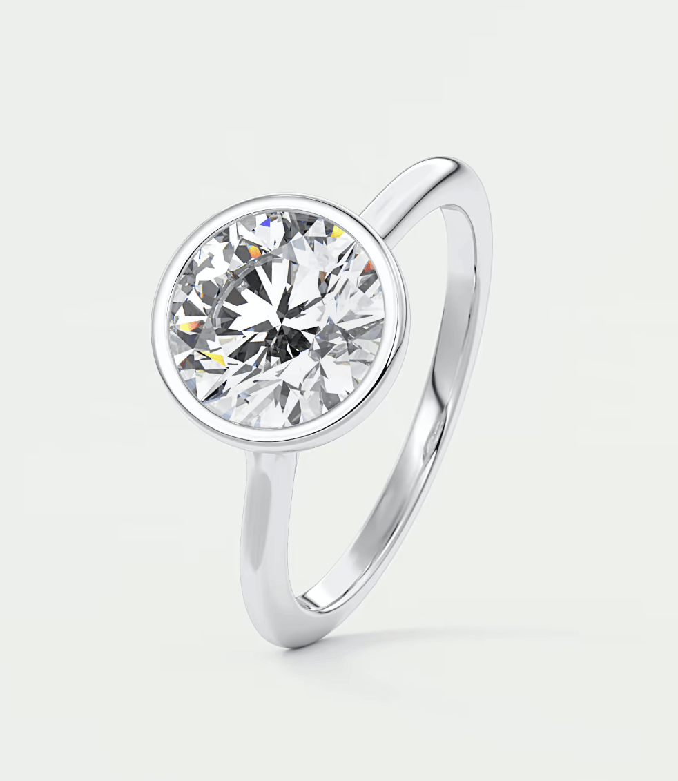 Aeris Round Bezel Engagement Ring – Lab Diamond or Moissanite