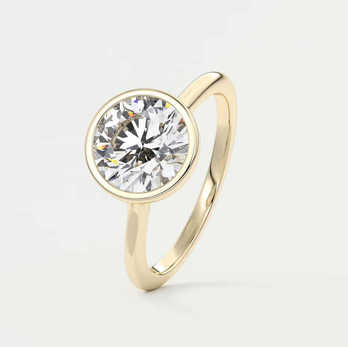 Aeris Round Bezel Engagement Ring – Lab Diamond or Moissanite