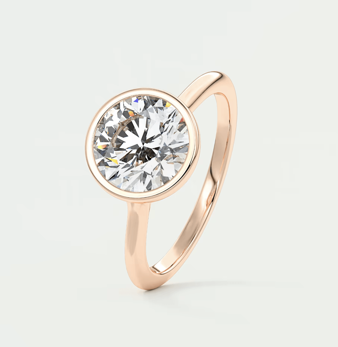 Aeris Round Bezel Engagement Ring – Lab Diamond or Moissanite