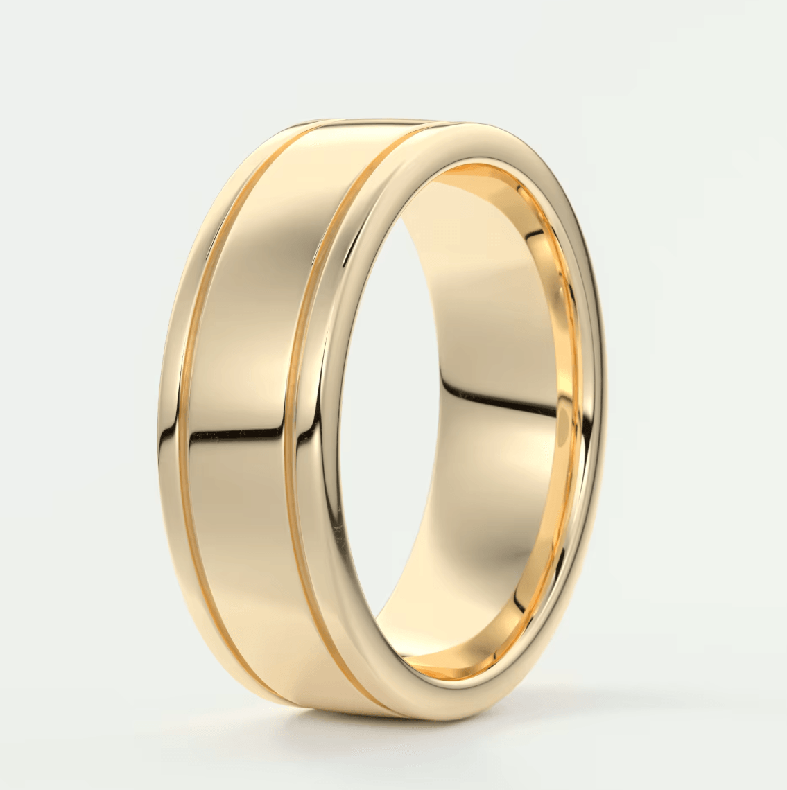 Alaric 6mm Dual-Line Wedding Band – 18K Gold or Platinum