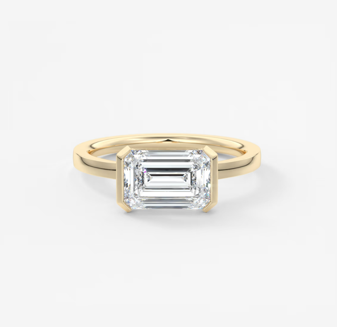 Alosta Emerald Half Bezel Engagement Ring