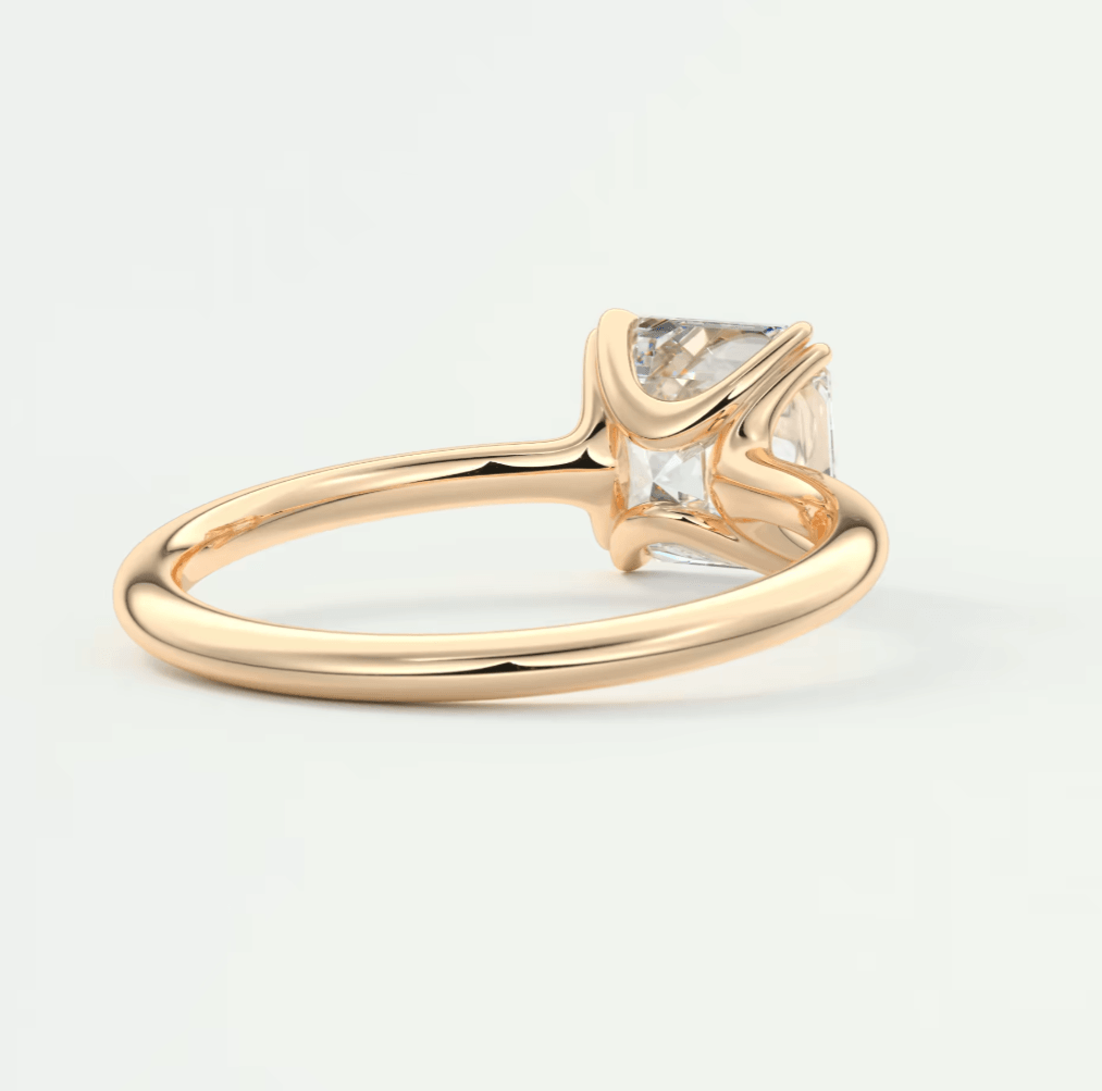 18k rose gold princess cut diamond engagement ring.