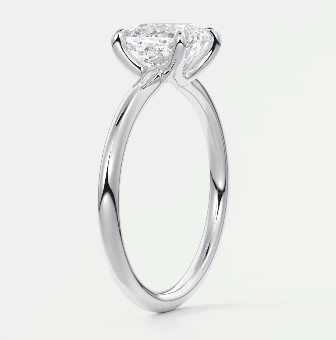 Aura Glide Cushion Solitaire Ring – Lab Diamond or Moissanite, Ultra-Low Profile Design