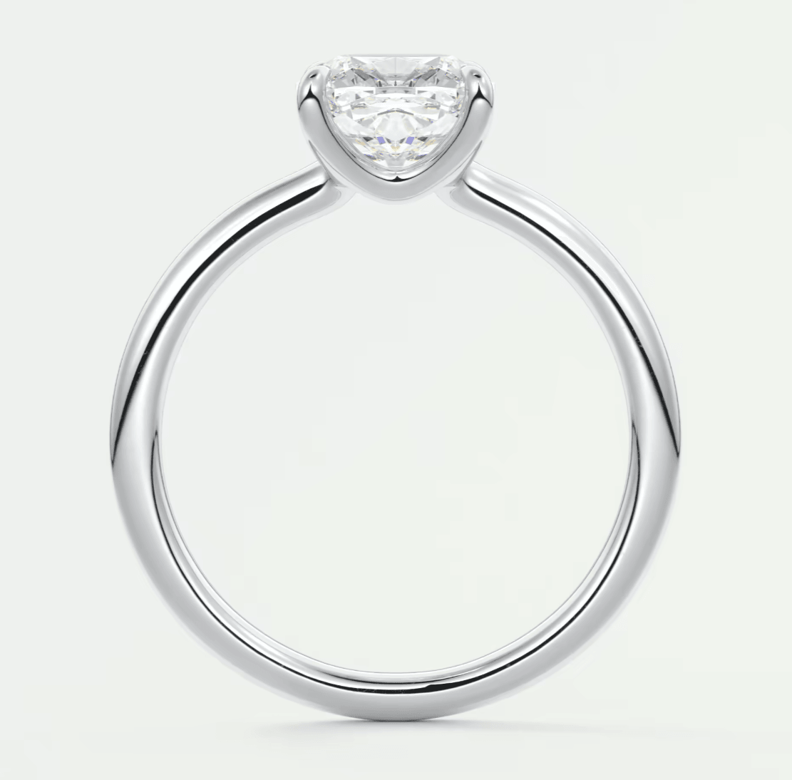 Aura Glide Cushion Solitaire Ring – Lab Diamond or Moissanite, Ultra-Low Profile Design