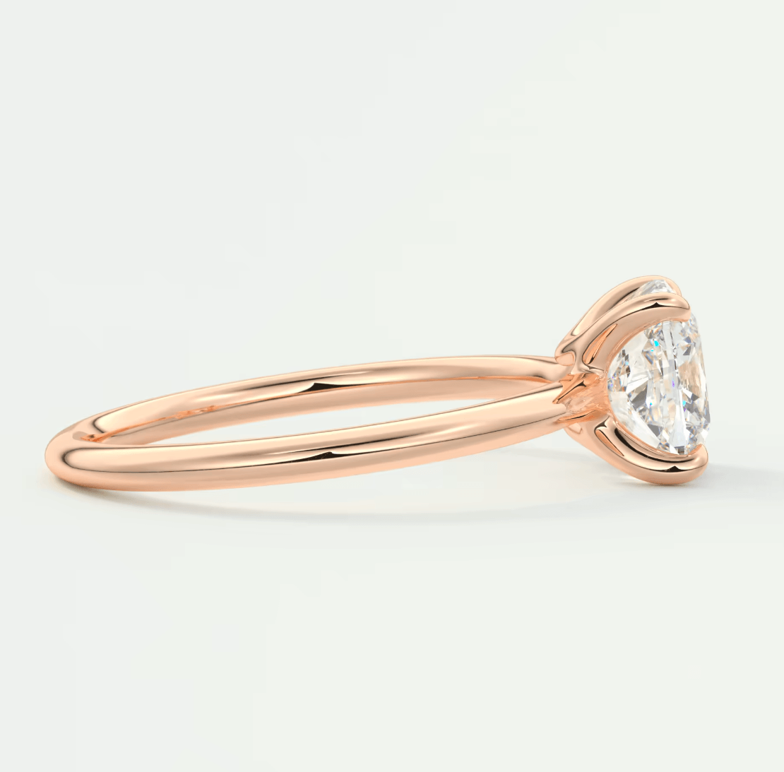 Aura Glide Cushion Solitaire Ring – Lab Diamond or Moissanite, Ultra-Low Profile Design