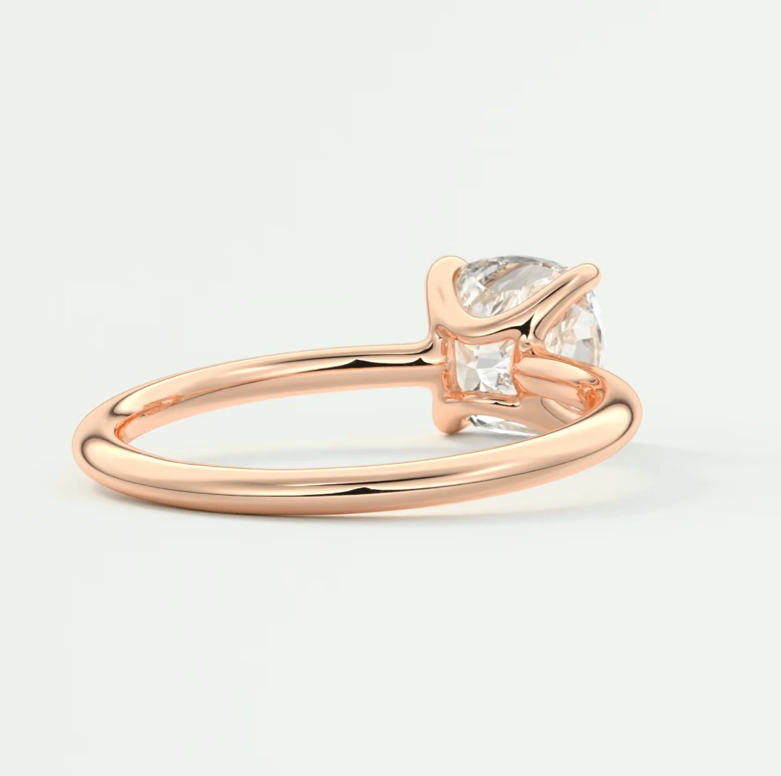 Aura Glide Cushion Solitaire Ring – Lab Diamond or Moissanite, Ultra-Low Profile Design