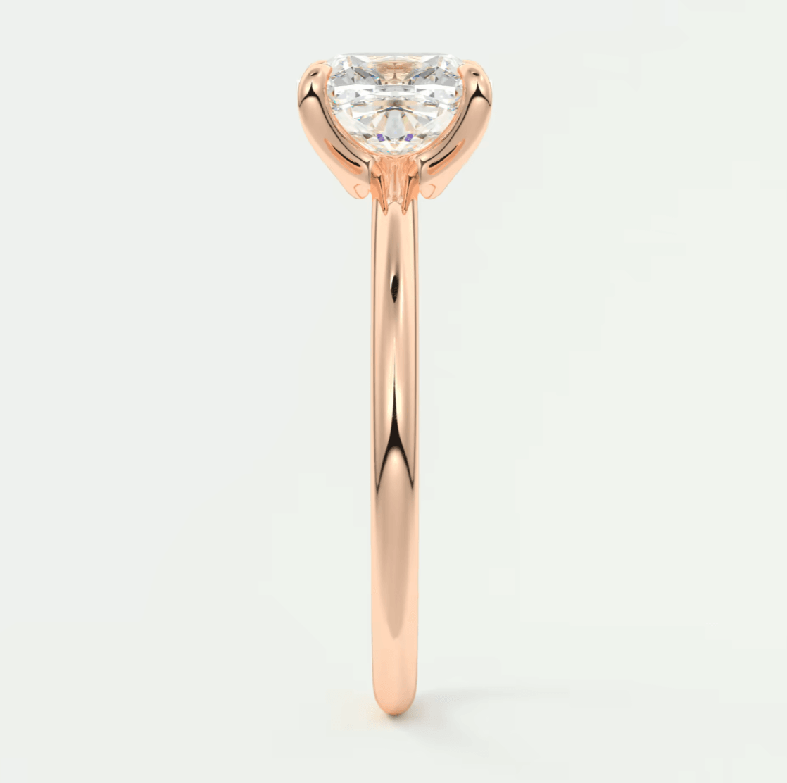 Aura Glide Cushion Solitaire Ring – Lab Diamond or Moissanite, Ultra-Low Profile Design