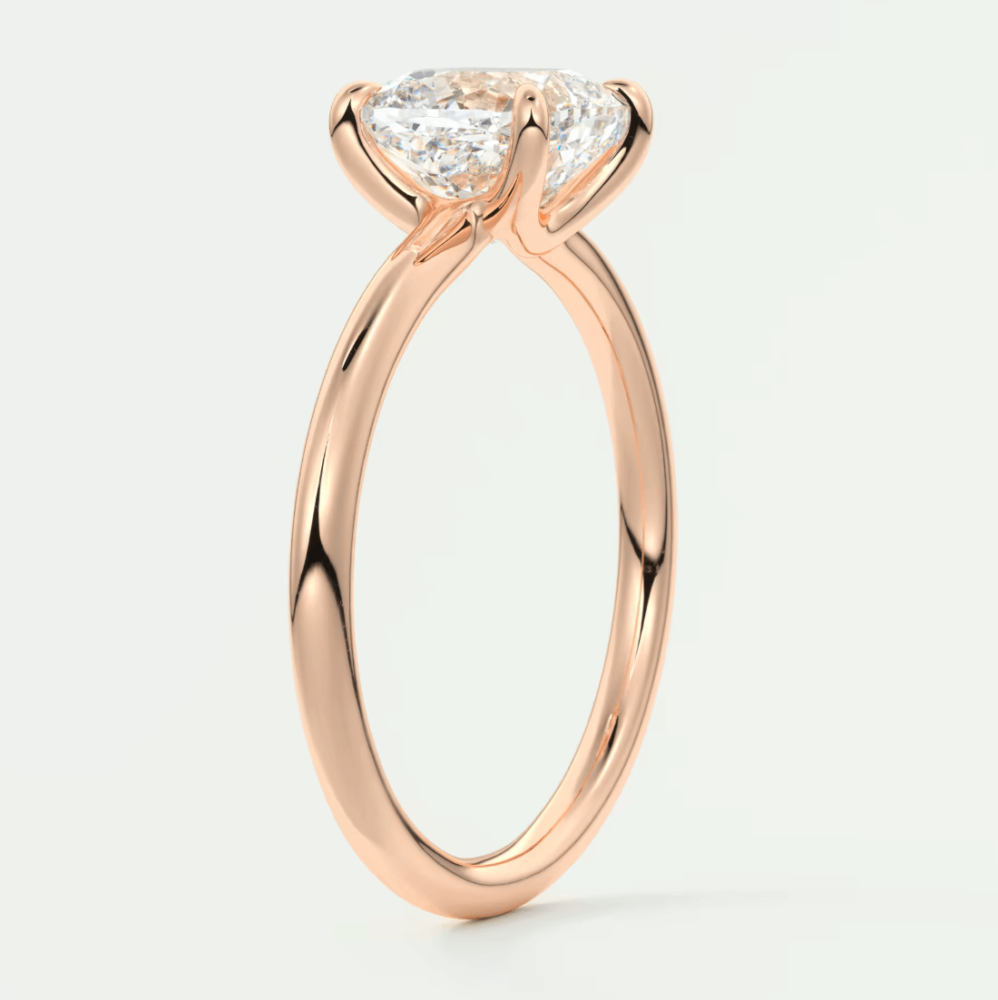 Aura Glide Cushion Solitaire Ring – Lab Diamond or Moissanite, Ultra-Low Profile Design