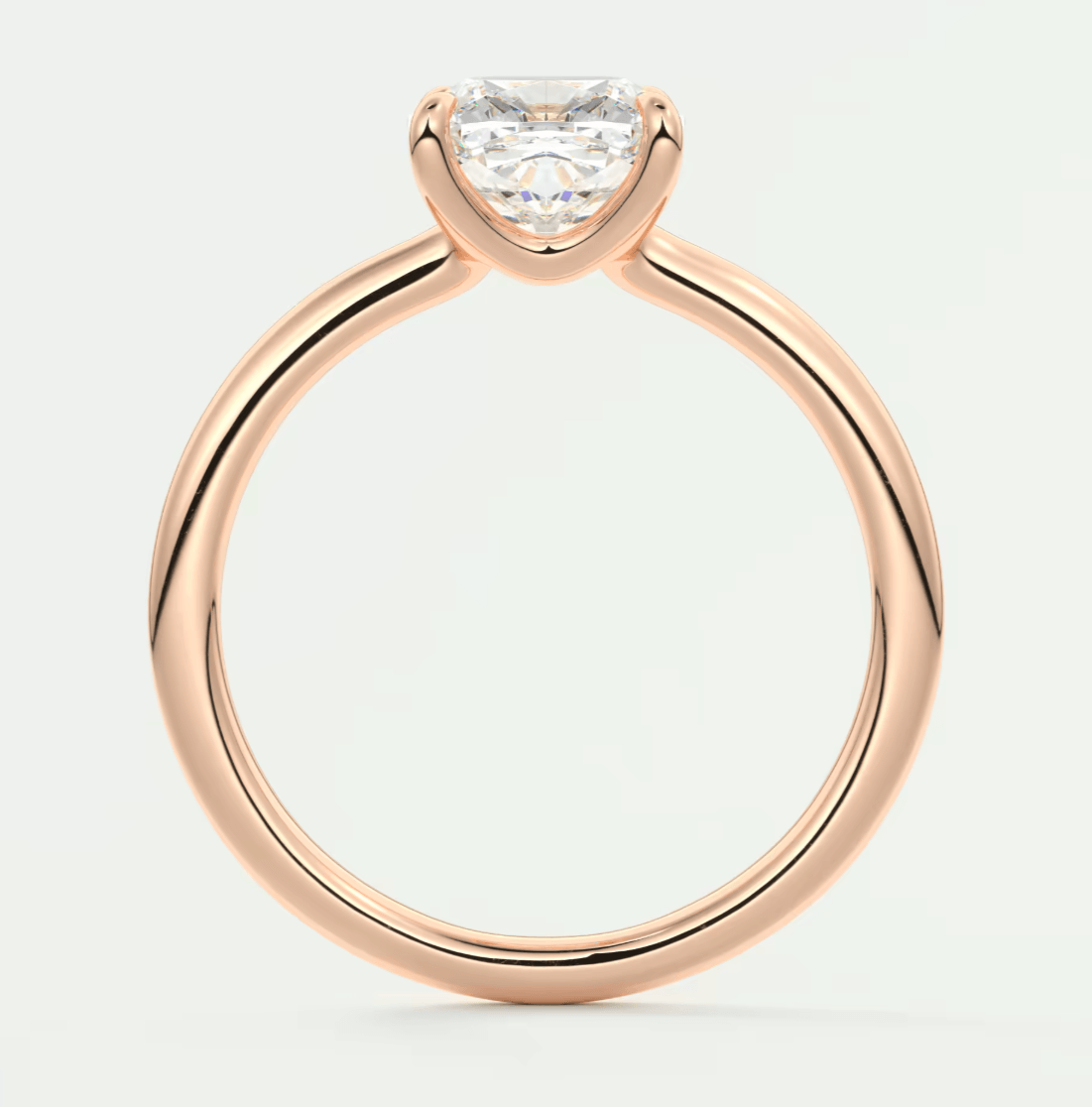 Aura Glide Cushion Solitaire Ring – Lab Diamond or Moissanite, Ultra-Low Profile Design