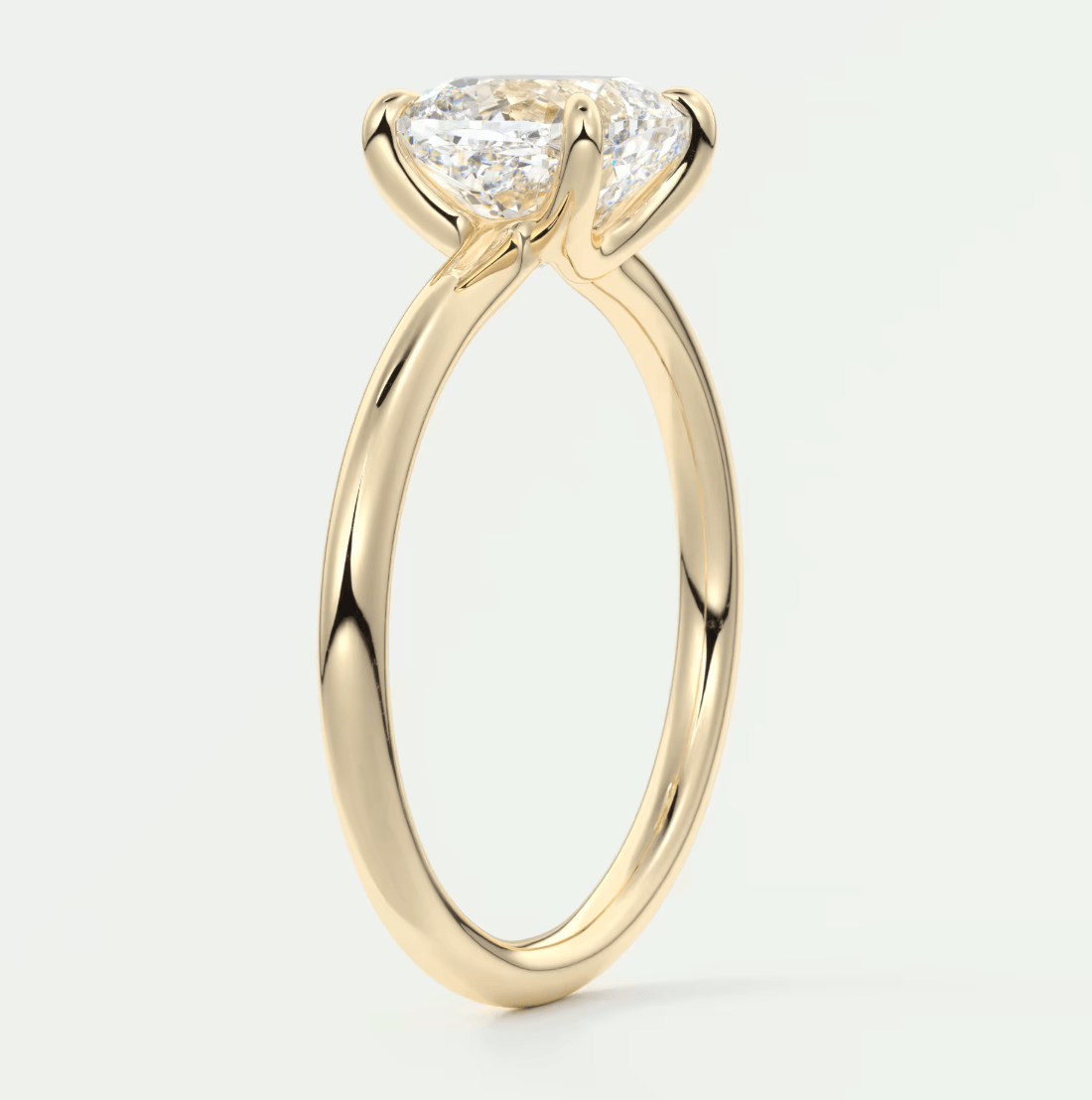 Aura Glide Cushion Solitaire Ring – Lab Diamond or Moissanite, Ultra-Low Profile Design