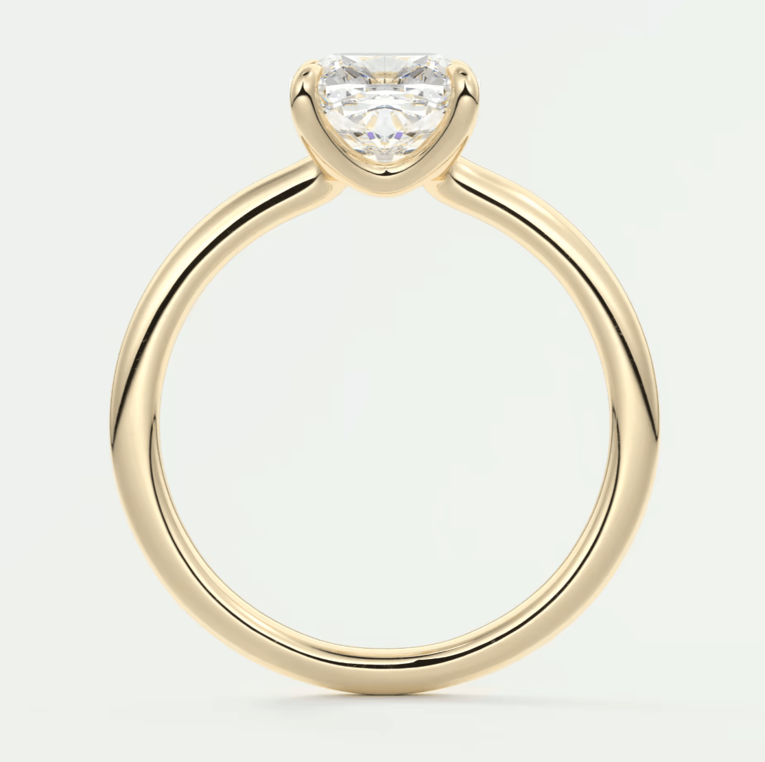 Aura Glide Cushion Solitaire Ring – Lab Diamond or Moissanite, Ultra-Low Profile Design