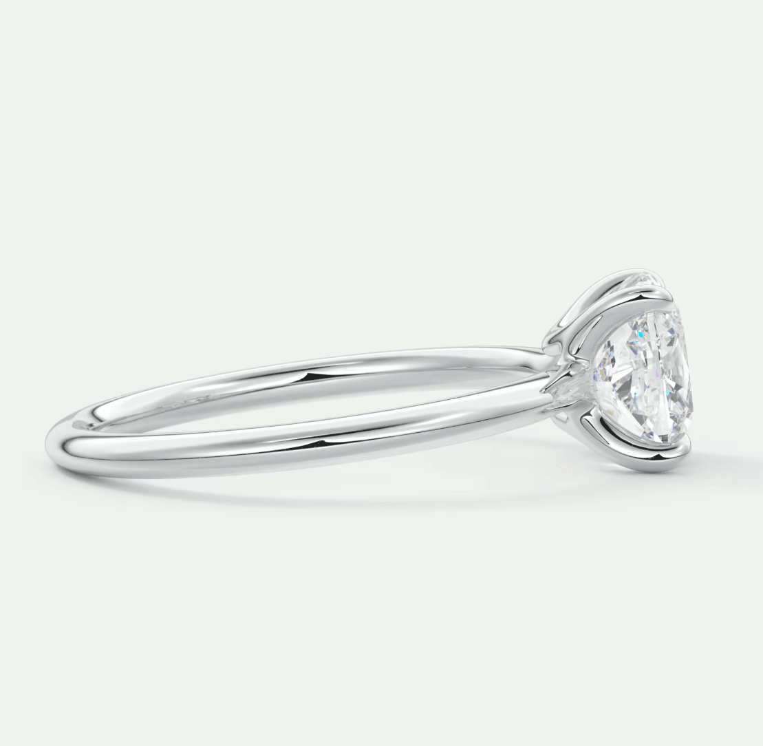 Aura Glide Cushion Solitaire Ring – Lab Diamond or Moissanite, Ultra-Low Profile Design