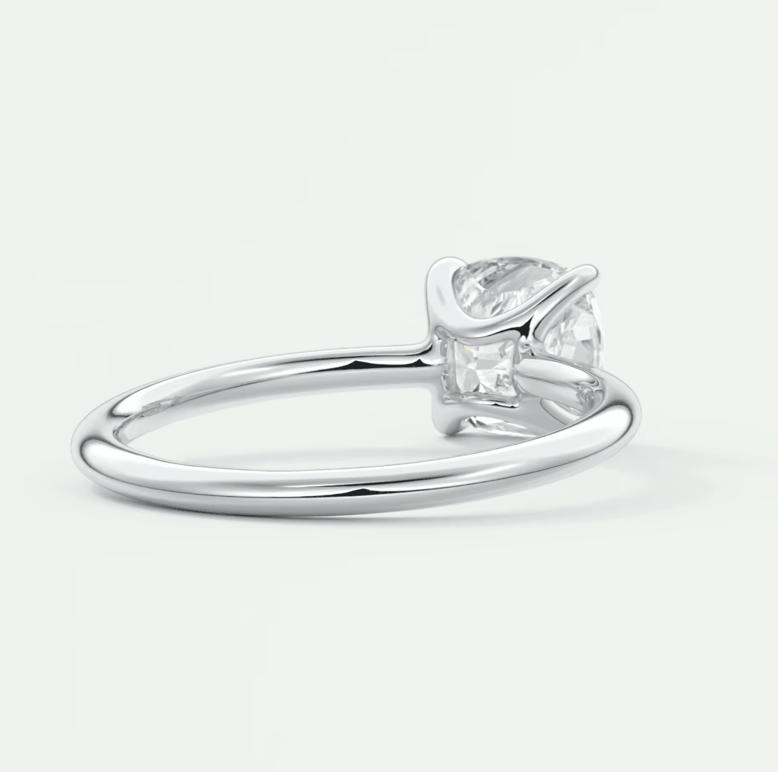 Aura Glide Cushion Solitaire Ring – Lab Diamond or Moissanite, Ultra-Low Profile Design