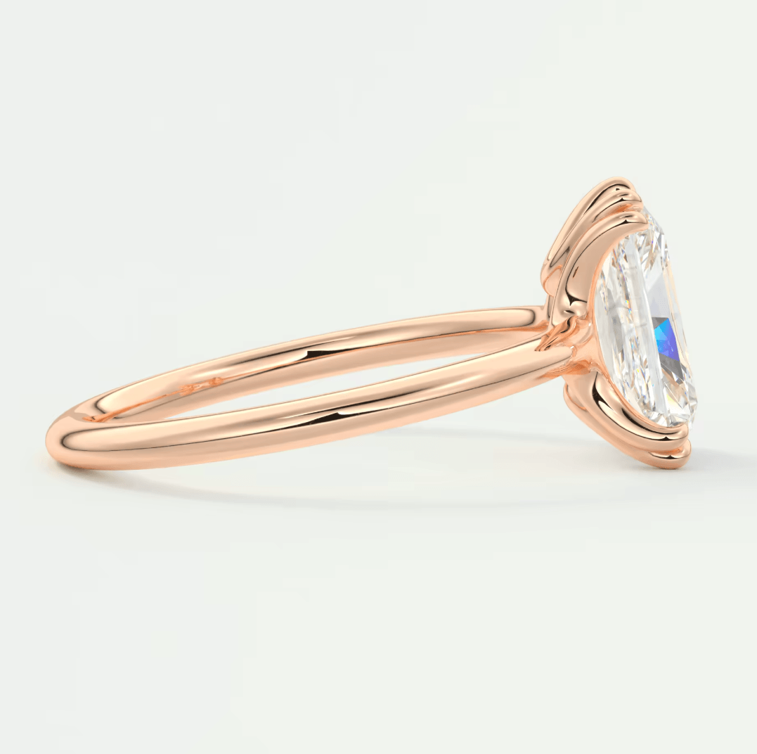 Aura Glide Radiant Double Prong Solitaire Ring – Lab Diamond or Moissanite