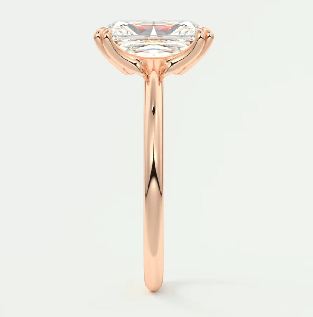 Aura Glide Radiant Double Prong Solitaire Ring – Lab Diamond or Moissanite