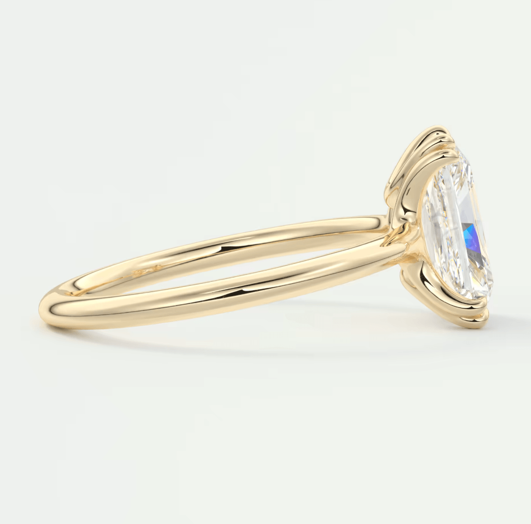 Aura Glide Radiant Double Prong Solitaire Ring – Lab Diamond or Moissanite