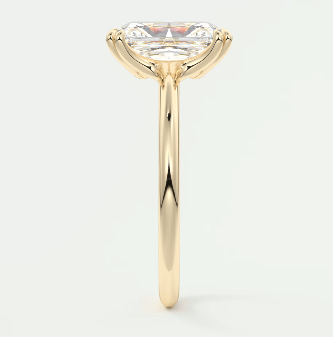 Aura Glide Radiant Double Prong Solitaire Ring – Lab Diamond or Moissanite