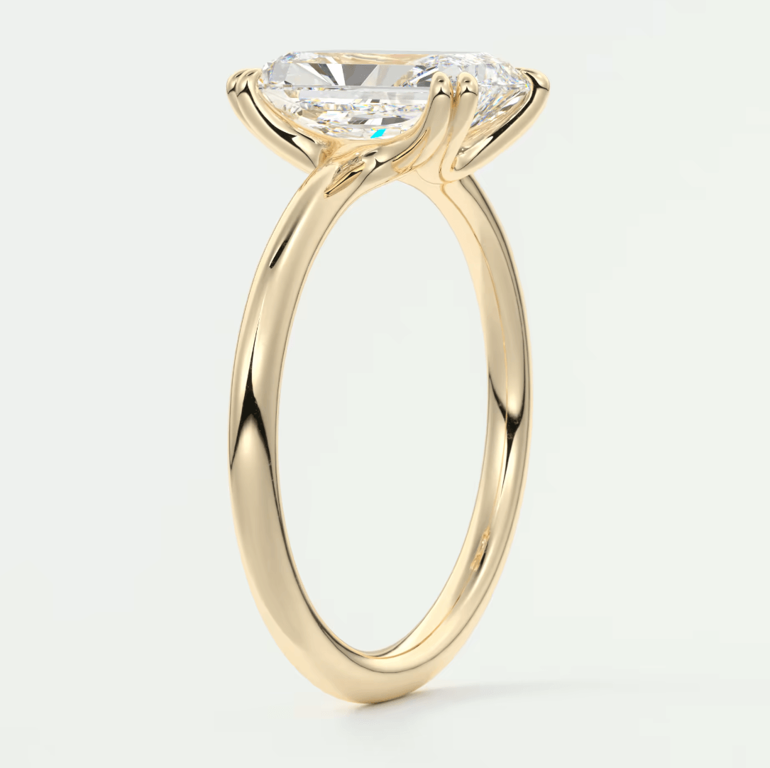 Aura Glide Radiant Double Prong Solitaire Ring – Lab Diamond or Moissanite