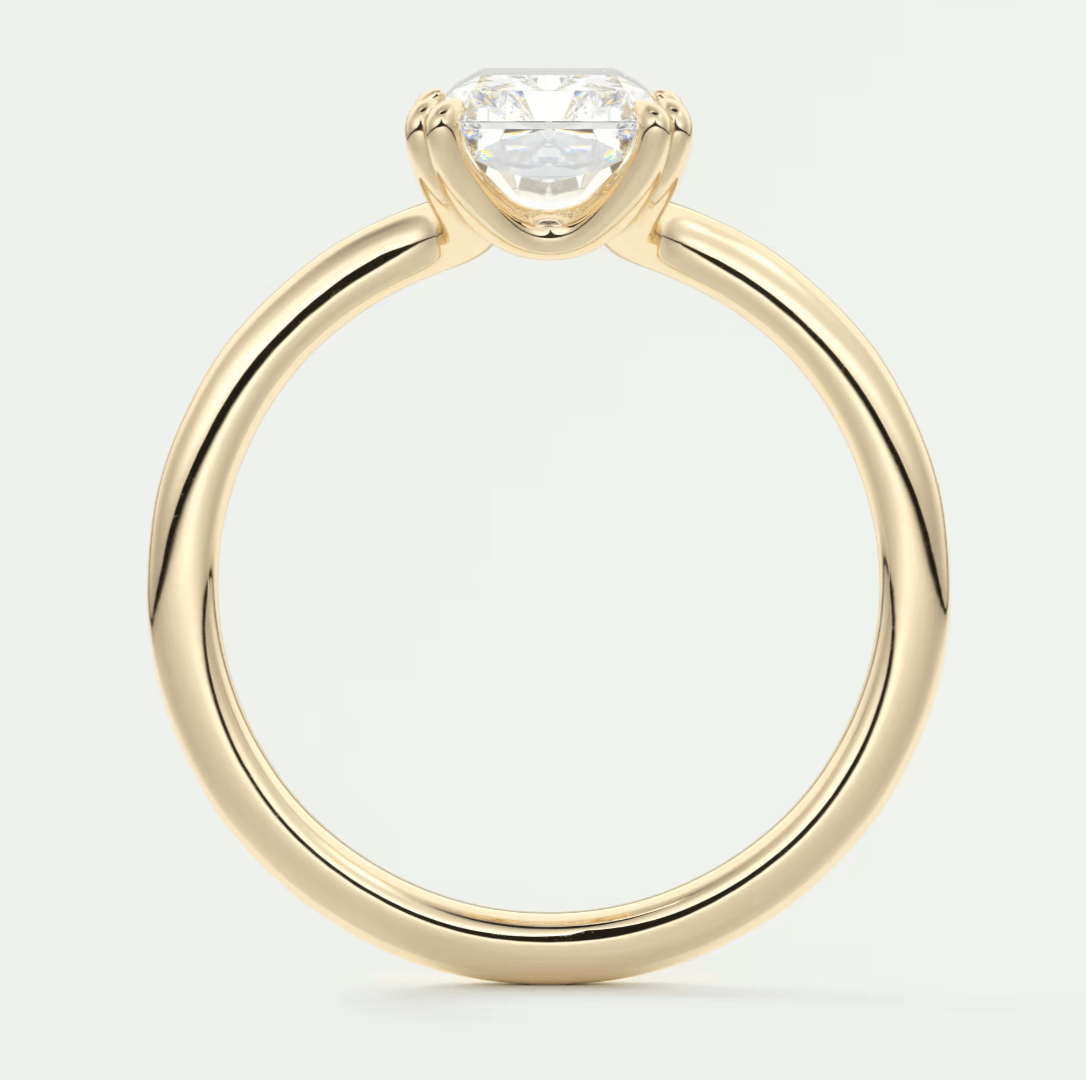 Aura Glide Radiant Double Prong Solitaire Ring – Lab Diamond or Moissanite