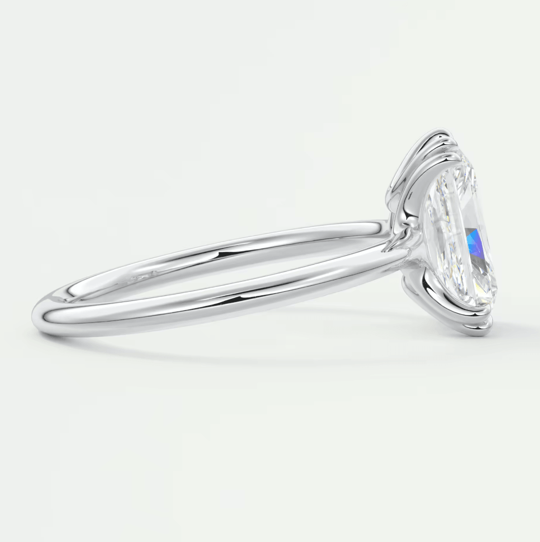 Aura Glide Radiant Double Prong Solitaire Ring – Lab Diamond or Moissanite