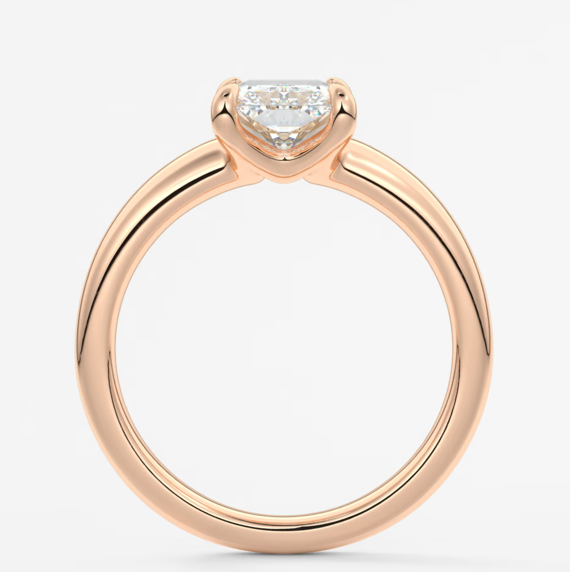 Aura Tapered Elongated Radiant Solitaire Engagement Ring – Lab Diamond or Moissanite