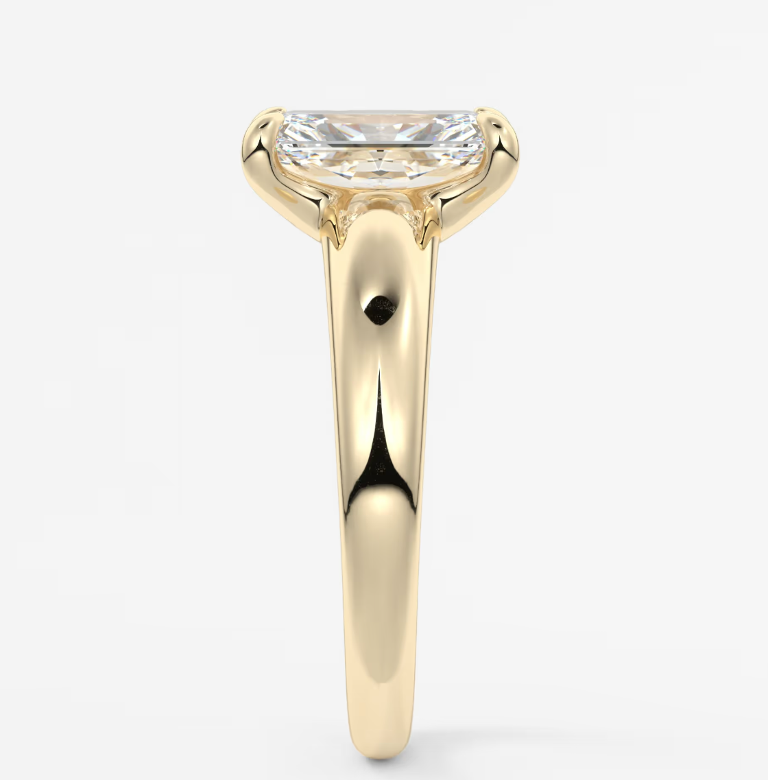 Aura Tapered Elongated Radiant Solitaire Engagement Ring – Lab Diamond or Moissanite