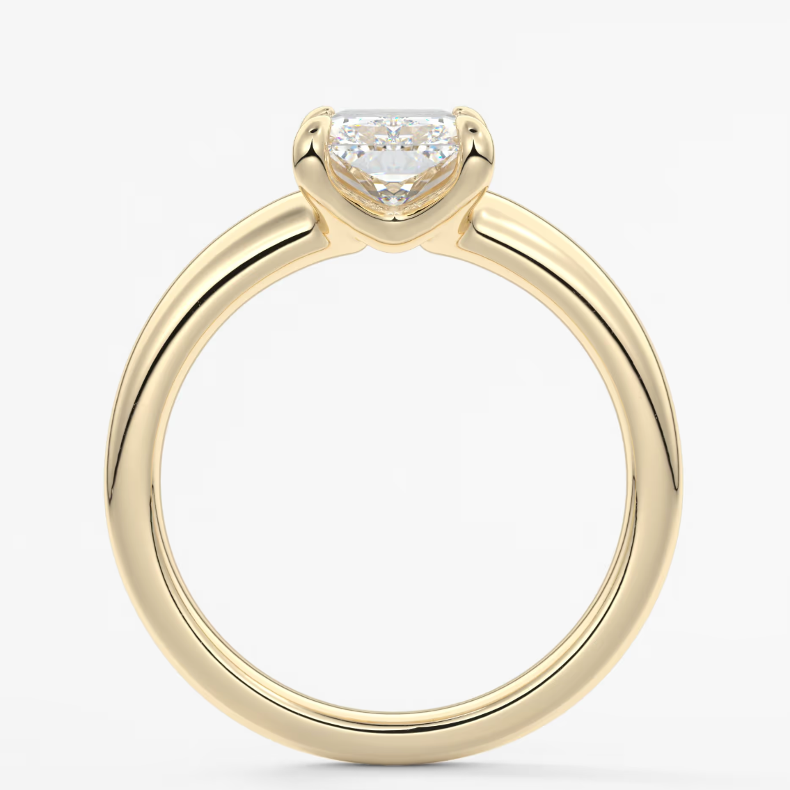 Aura Tapered Elongated Radiant Solitaire Engagement Ring – Lab Diamond or Moissanite