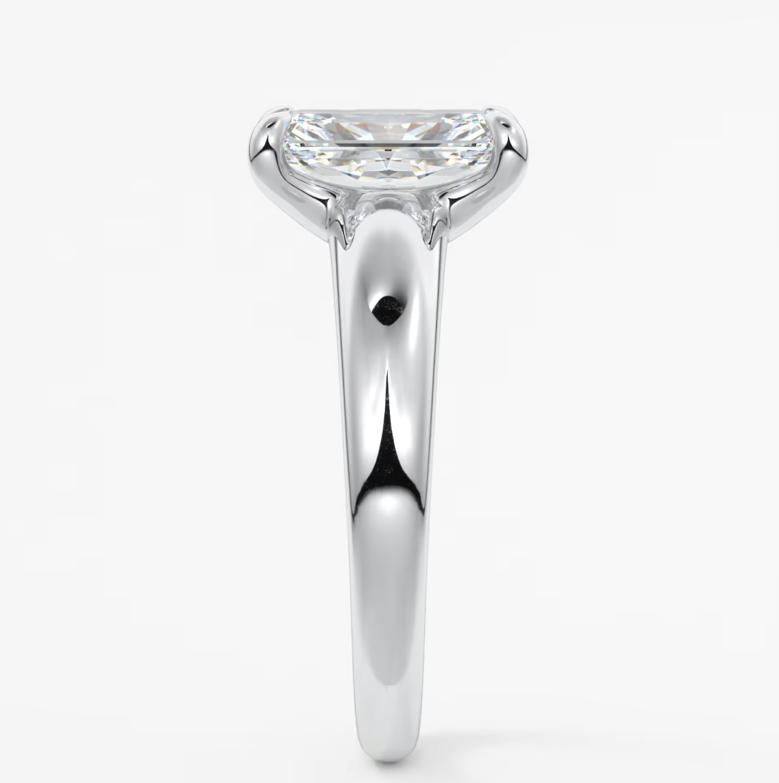 Aura Tapered Elongated Radiant Solitaire Engagement Ring – Lab Diamond or Moissanite