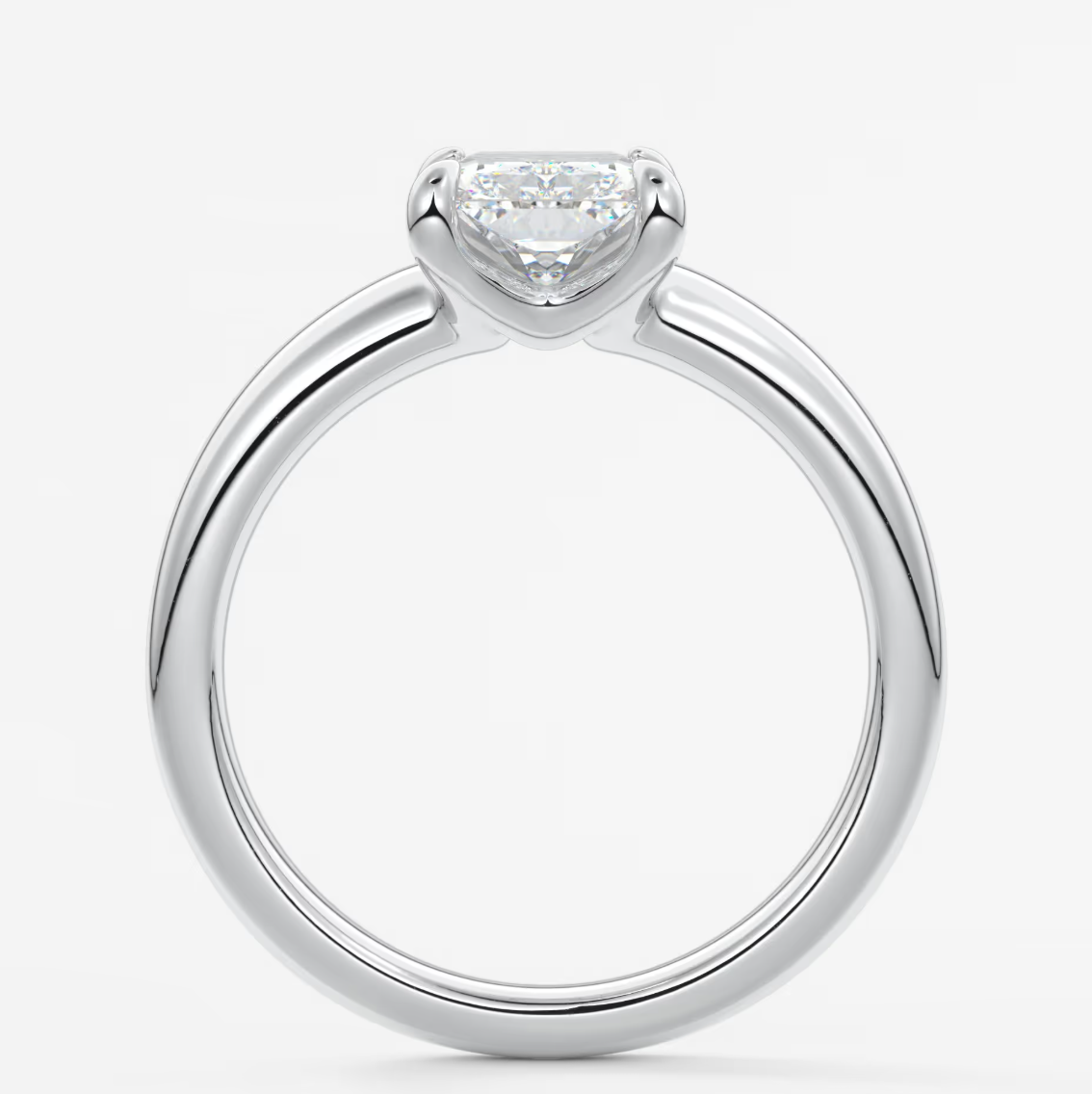 Aura Tapered Elongated Radiant Solitaire Engagement Ring – Lab Diamond or Moissanite