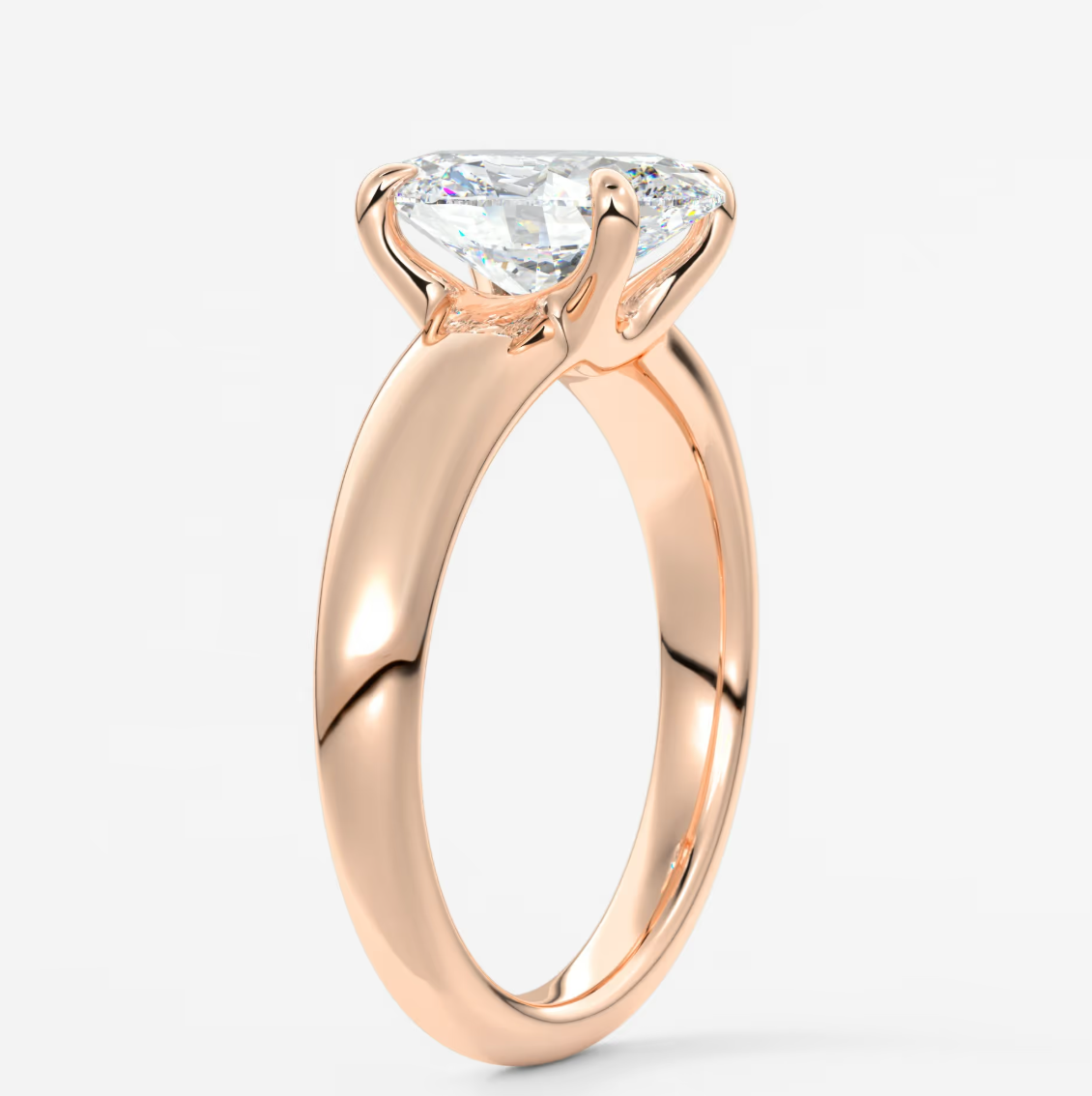 Aura Tapered Oval Solitaire Engagement Ring – Lab Diamond or Moissanite