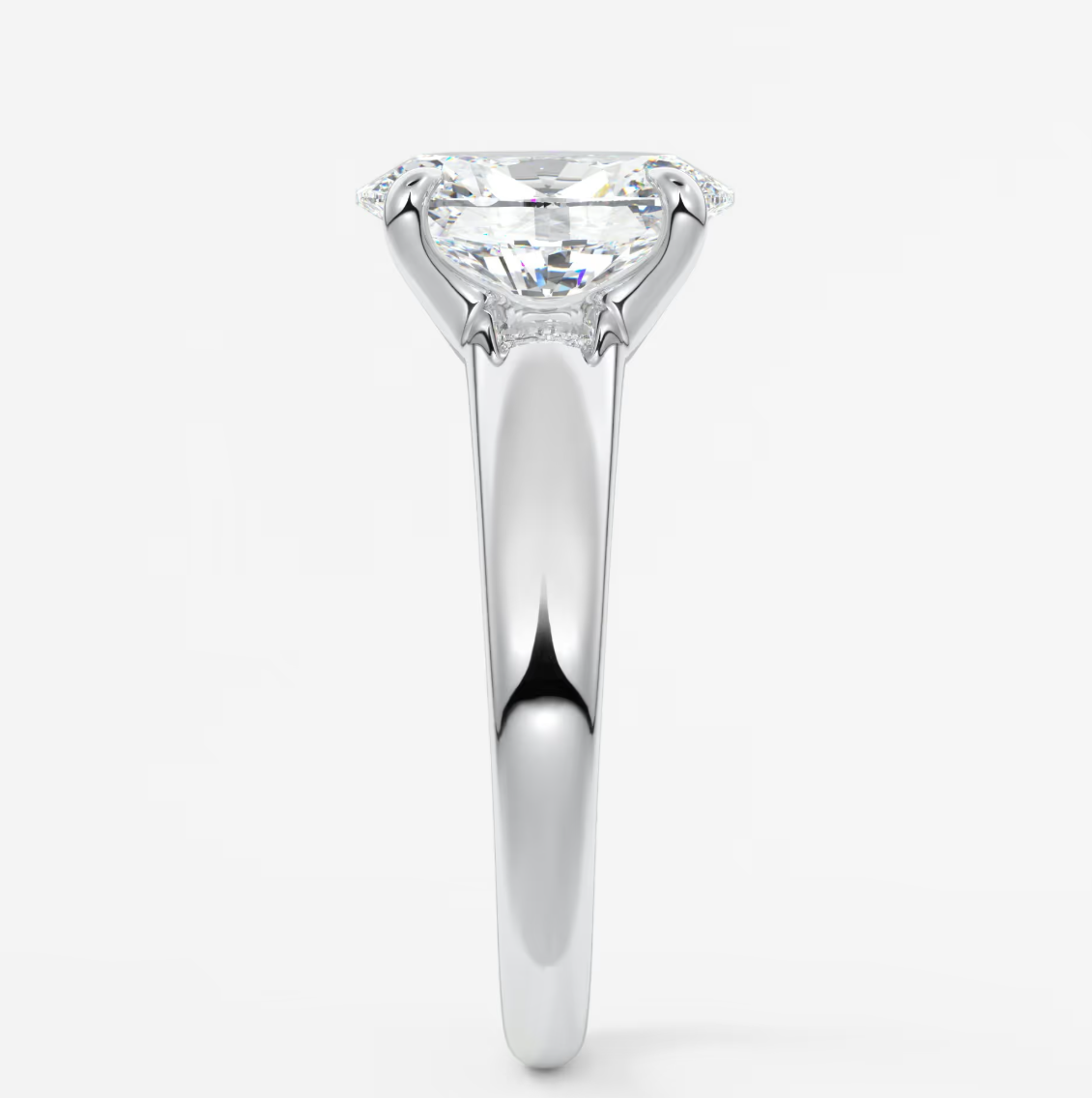 Aura Tapered Oval Solitaire Engagement Ring – Lab Diamond or Moissanite