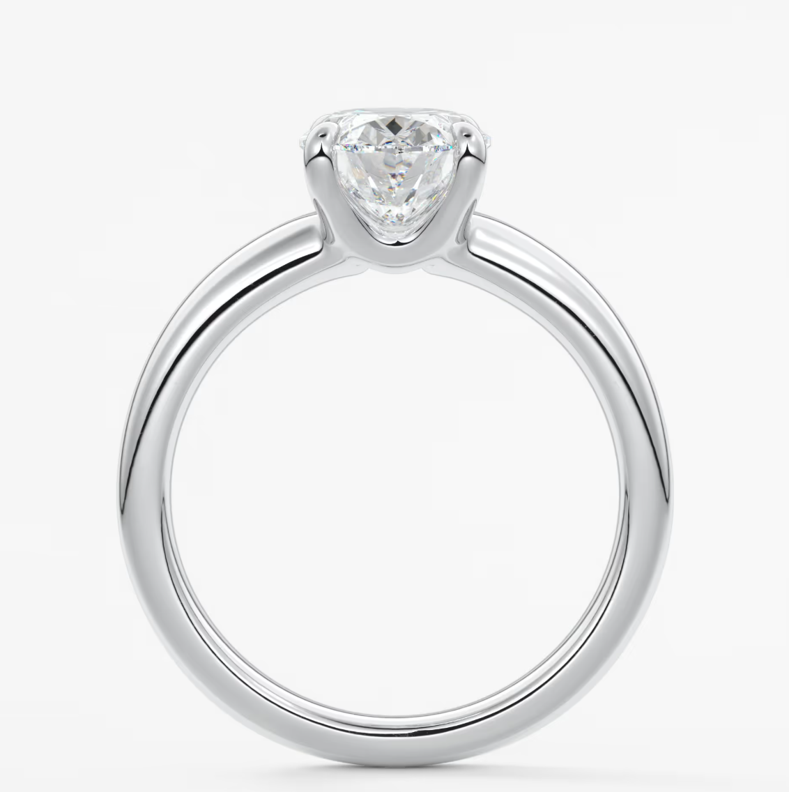 Aura Tapered Oval Solitaire Engagement Ring – Lab Diamond or Moissanite