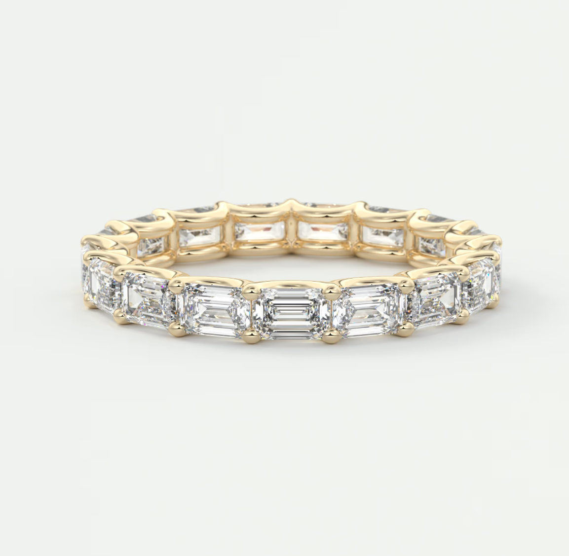 Aurelia East-West Emerald Eternity Band 3mm – Lab-Grown or Natural Diamonds