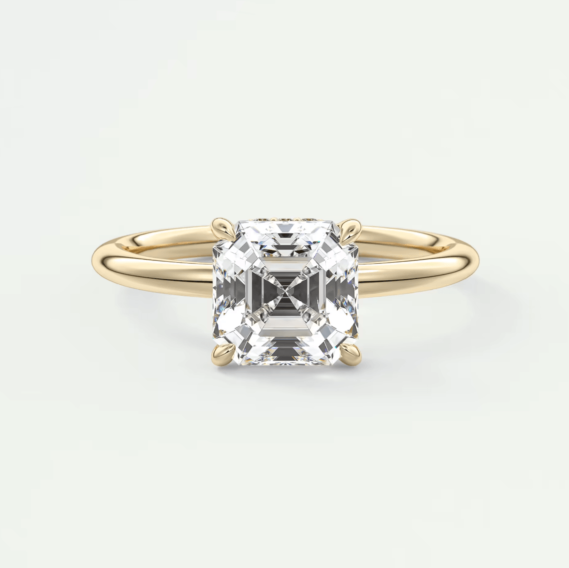Aurora Asscher Hidden Halo Ring – Lab Diamond or Moissanite