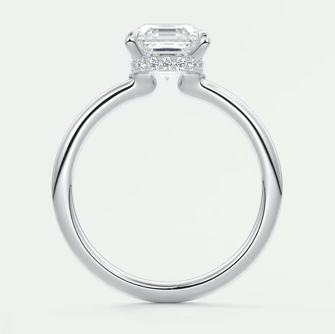 Aurora Asscher Hidden Halo Ring – Lab Diamond or Moissanite