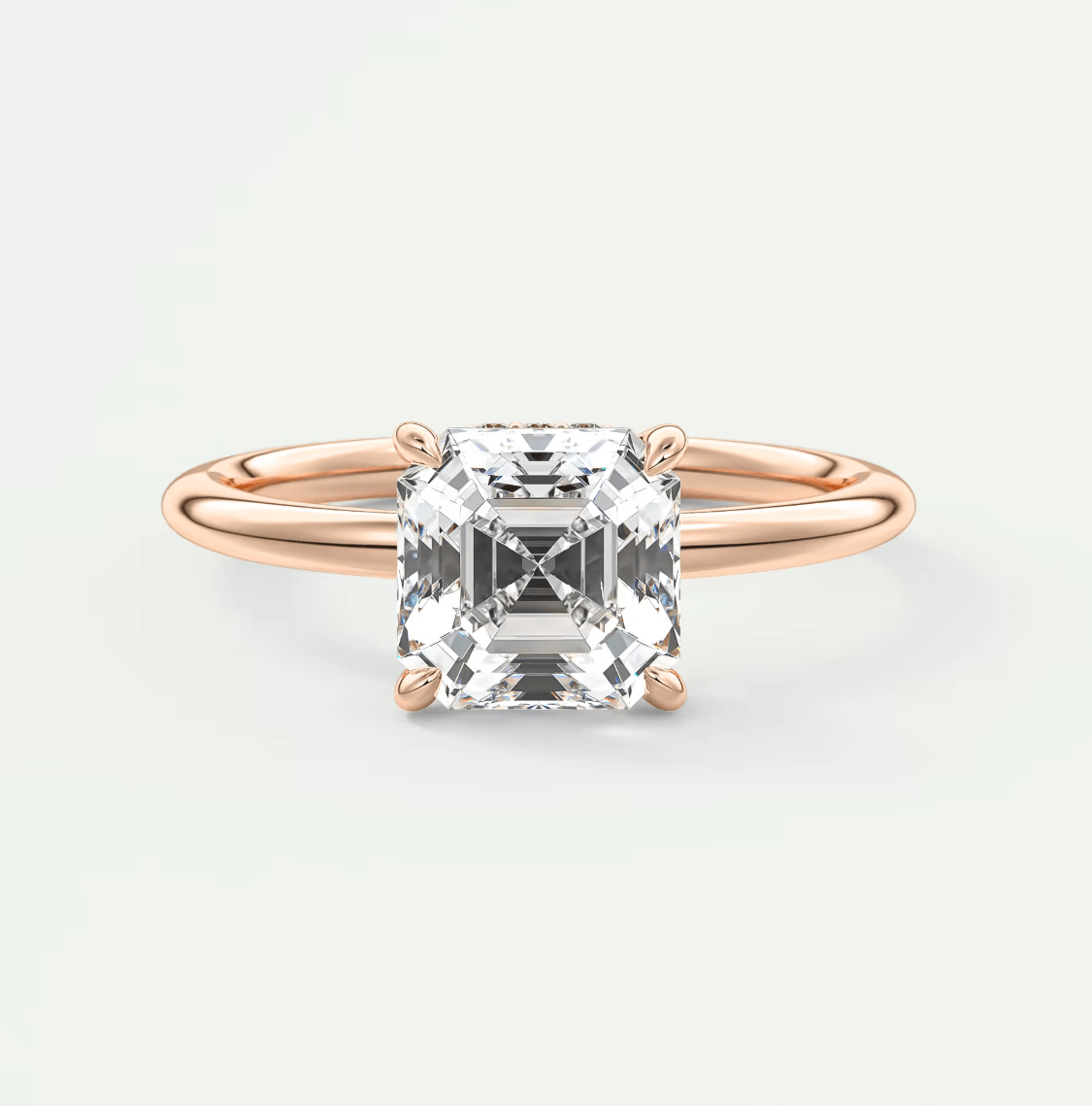 Aurora Asscher Hidden Halo Ring – Lab Diamond or Moissanite