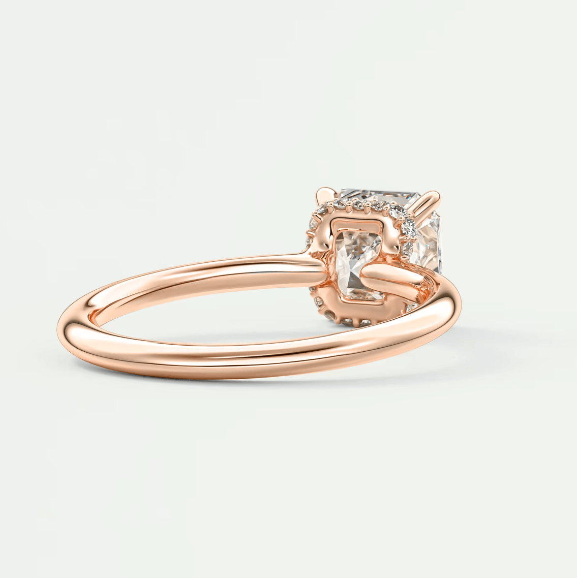 Aurora Asscher Hidden Halo Ring – Lab Diamond or Moissanite