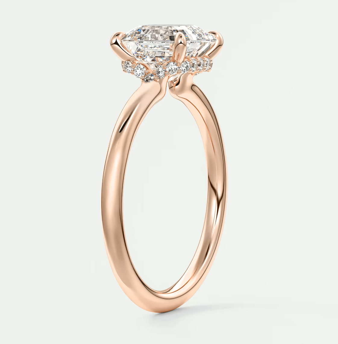 Aurora Asscher Hidden Halo Ring – Lab Diamond or Moissanite