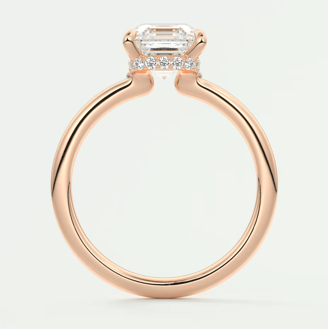 Aurora Asscher Hidden Halo Ring – Lab Diamond or Moissanite