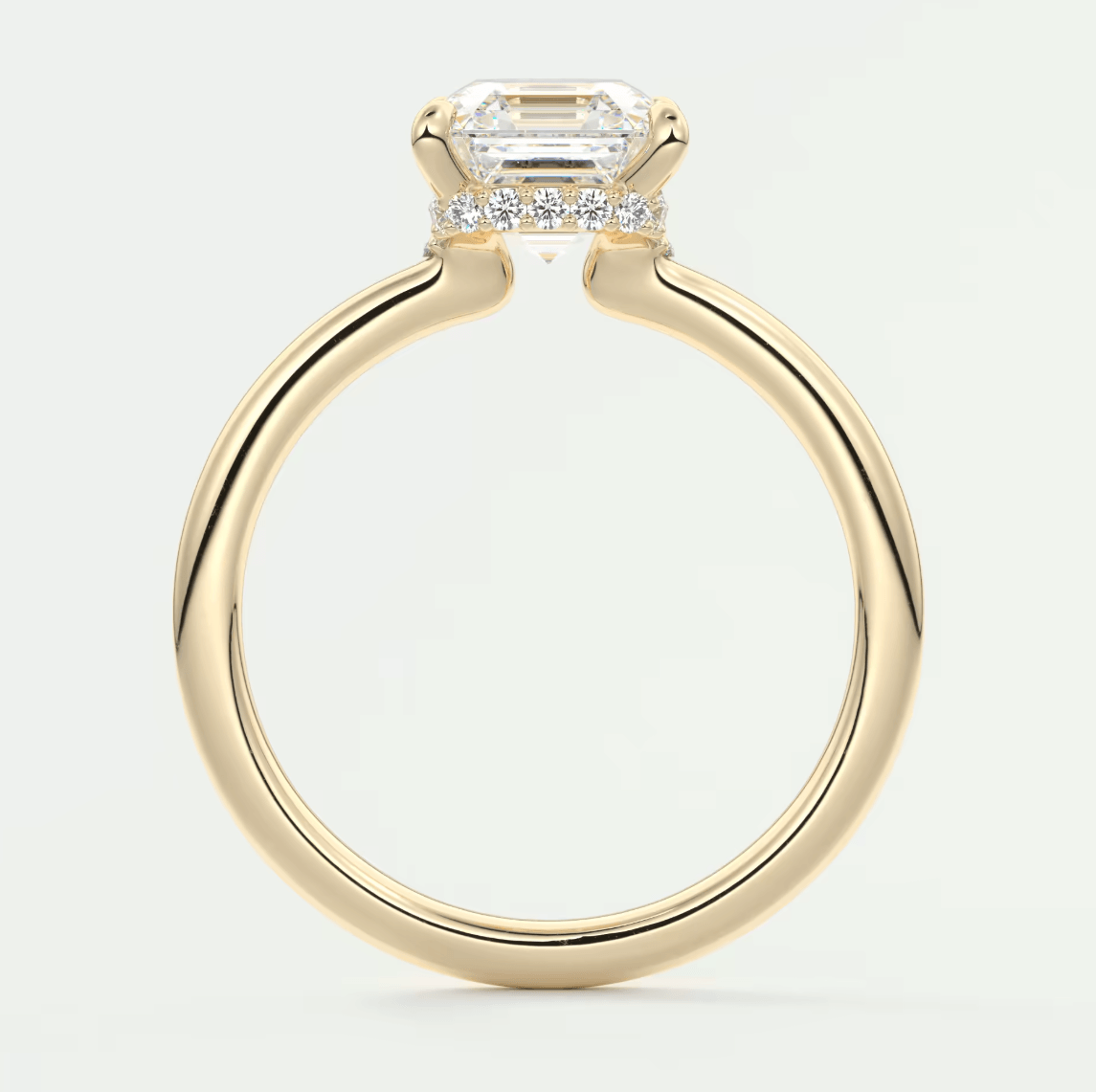 Aurora Asscher Hidden Halo Ring – Lab Diamond or Moissanite