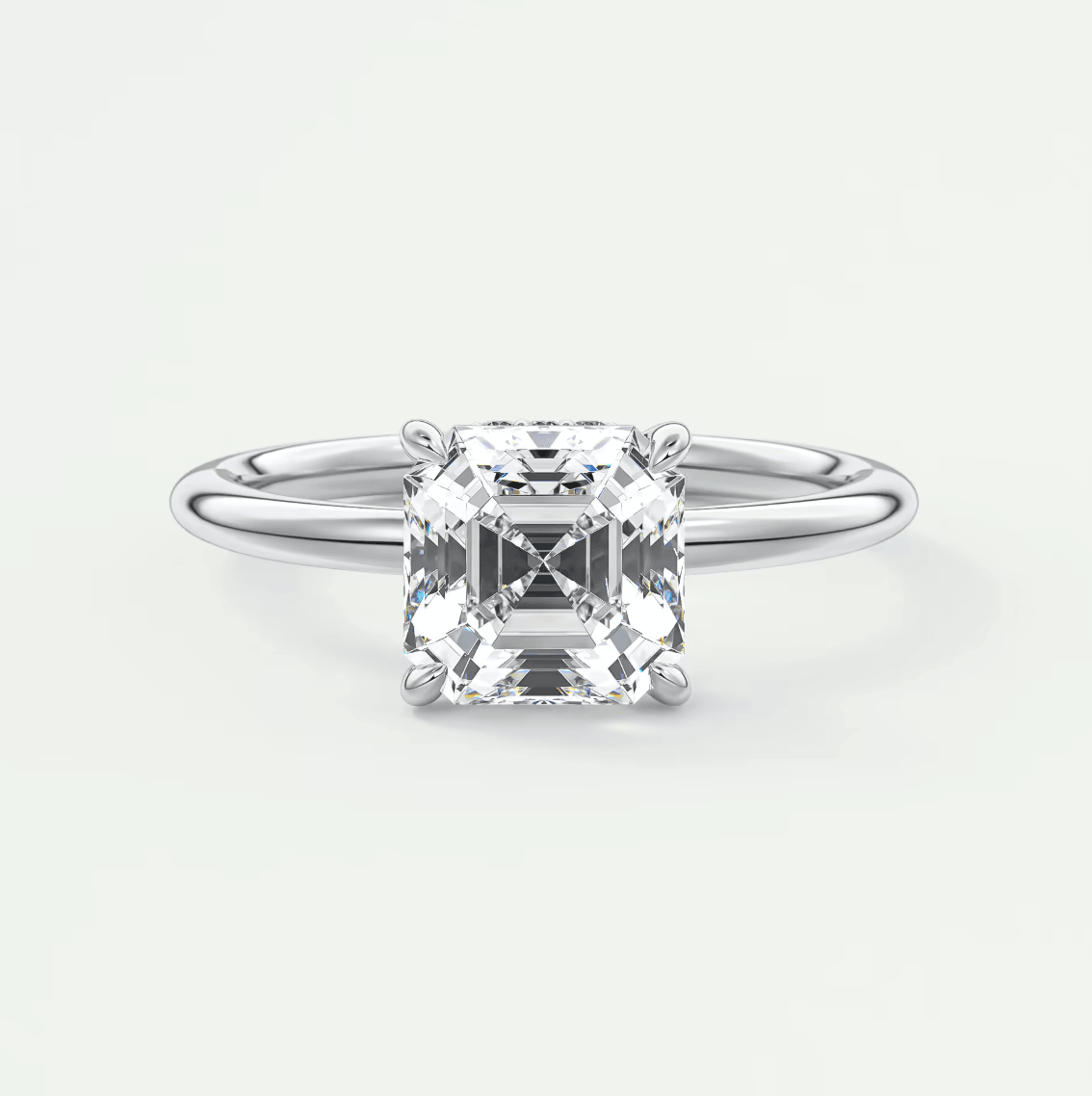 Aurora Asscher Hidden Halo Ring – Lab Diamond or Moissanite