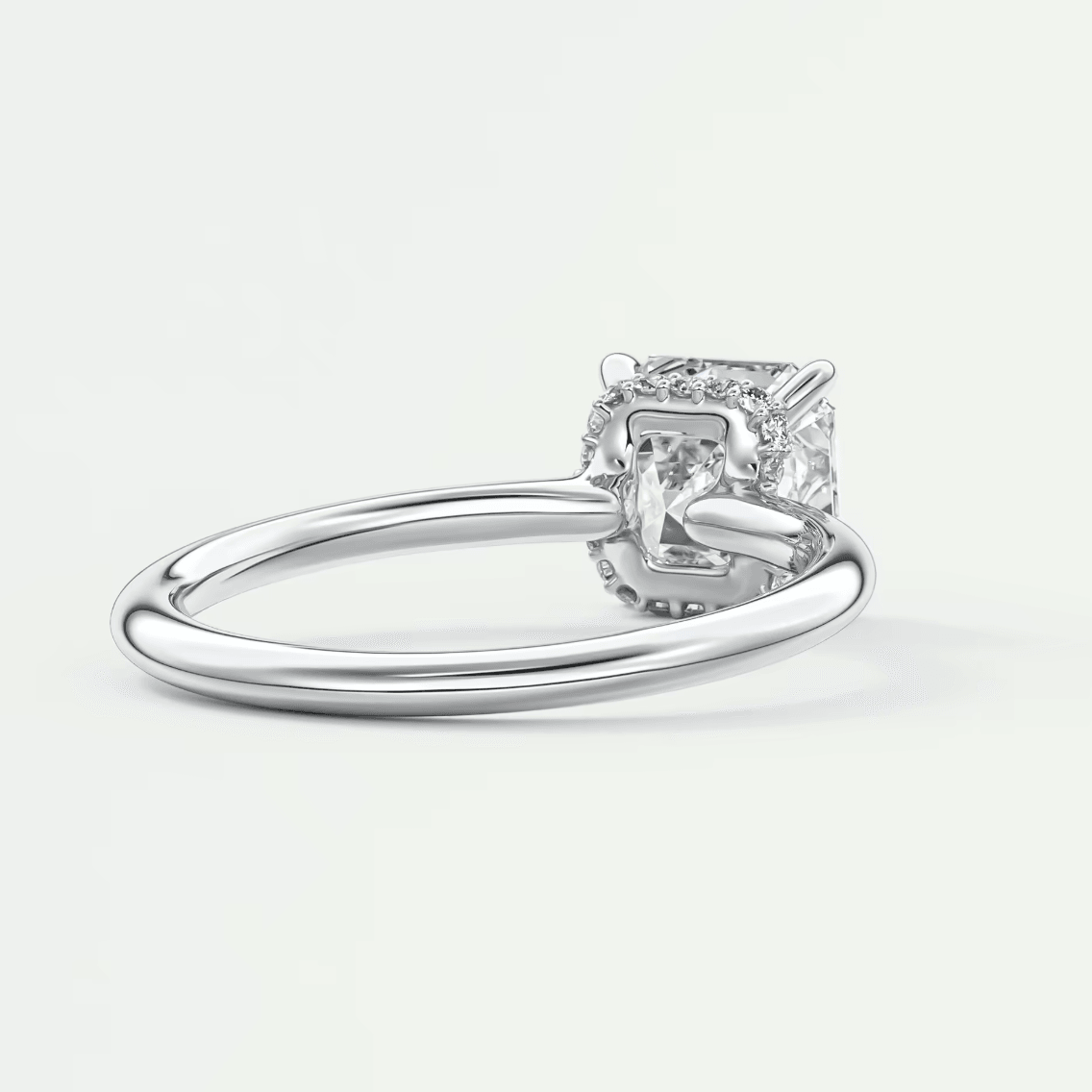 Aurora Asscher Hidden Halo Ring – Lab Diamond or Moissanite