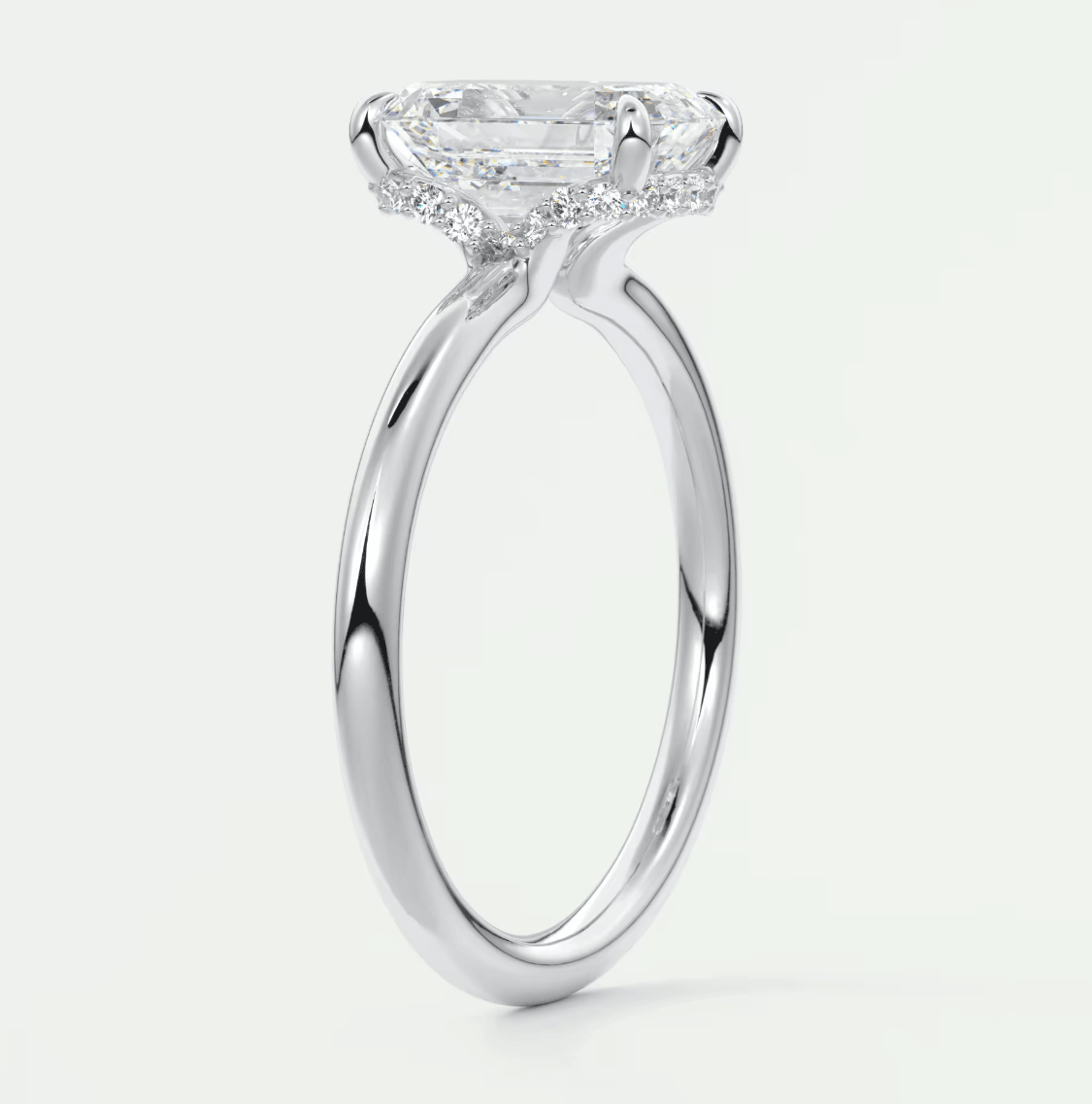 Aurora Emerald Hidden Halo Ring – Lab Diamond or Moissanite