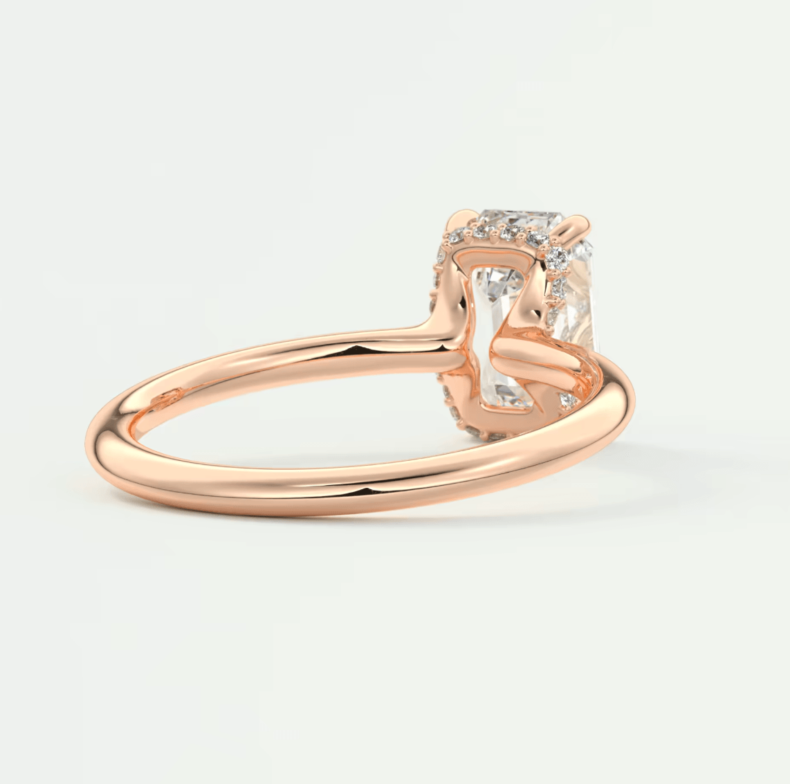 Aurora Emerald Hidden Halo Ring – Lab Diamond or Moissanite